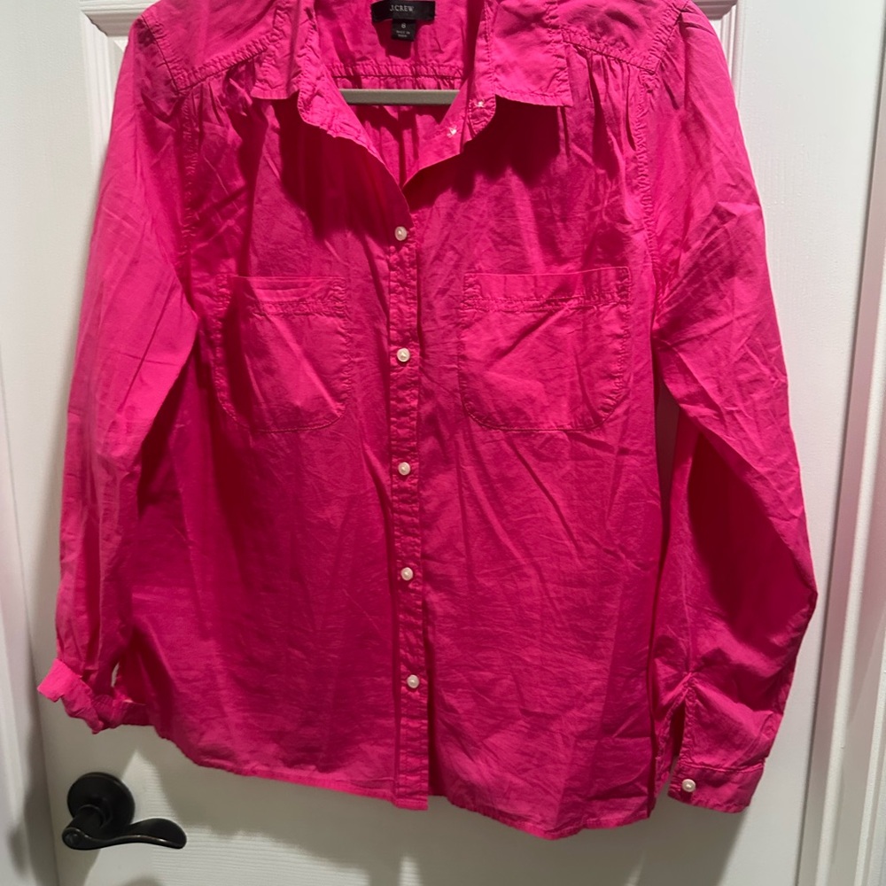 J. Crew Bright Pink Button-Down Long Sleeve Shirt